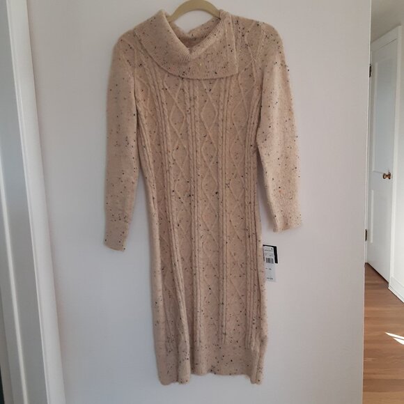 SANDRA DARREN TAN CABLE KNIT SWEATER DRESS SIZE SMALL NWT - Picture 1 of 6